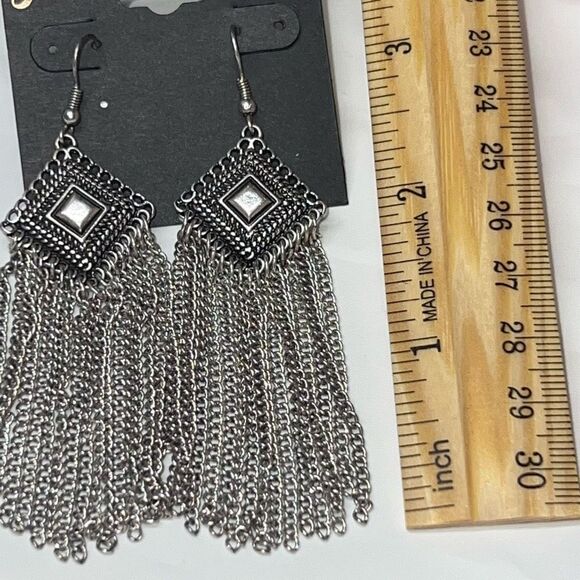 Gennaro Boho Long Chain Fringe Earrings - Picture 5 of 8